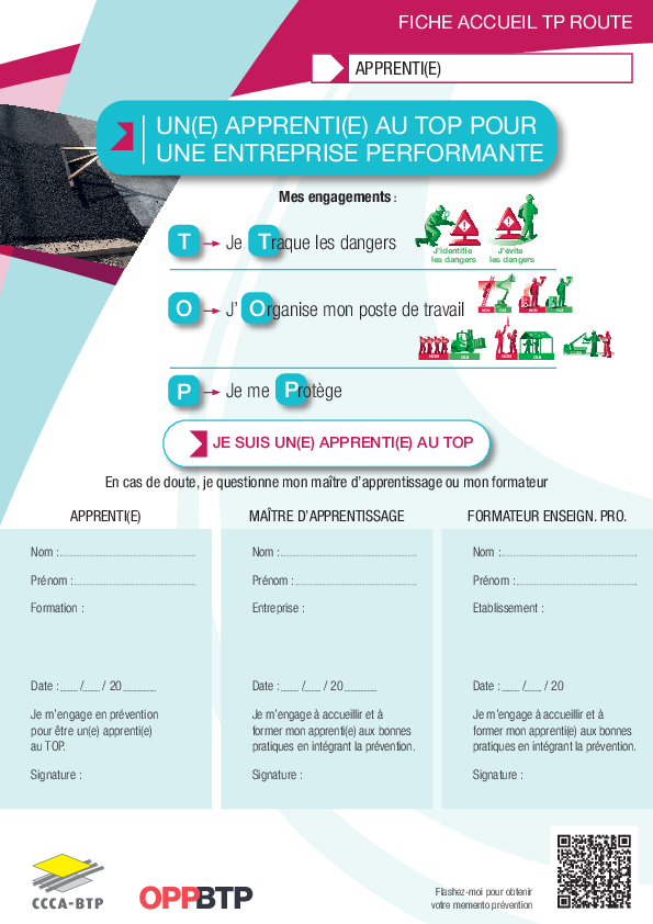 Fiche accueil TP Route : renforcez l'accueil sécurité des jeunes en apprentissage