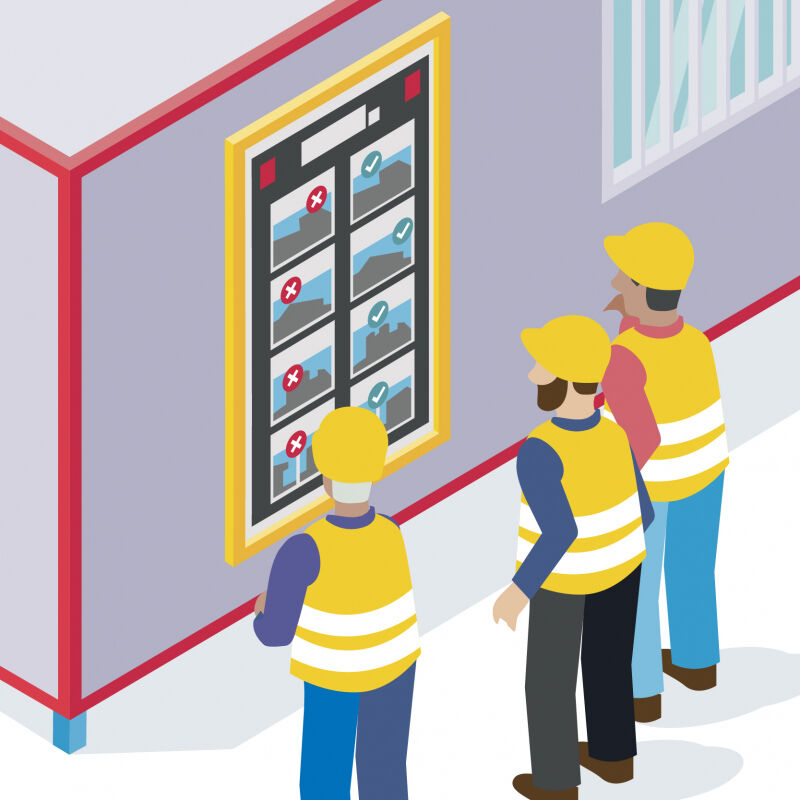Un affichage prévention illustré avec les photos du chantier
