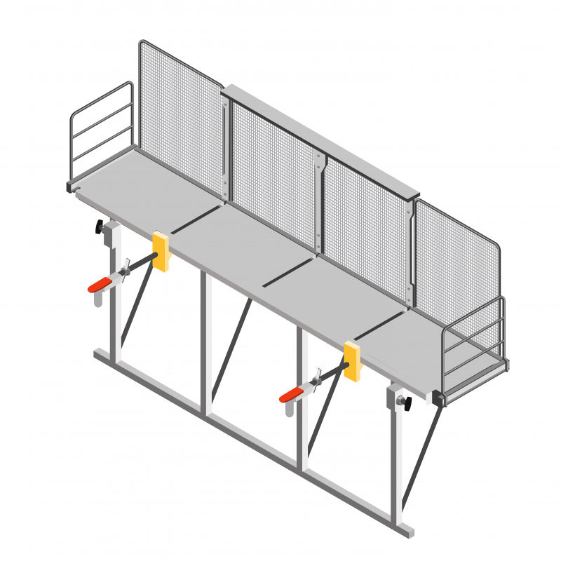 Support à plaque de base pour surfaces horizontales et fixation sur mâts de  3 m de long maximum