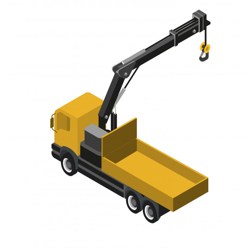 S695 - Un camion avec grue pour transporter et poser les matériaux sur chantier