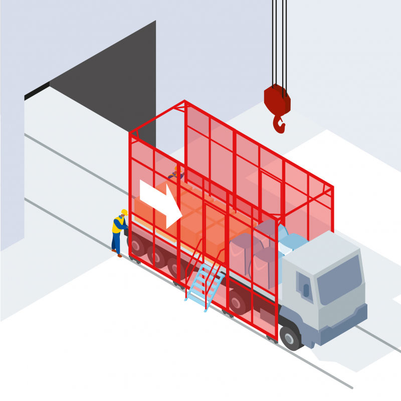 S595 - Installer une cage pour décharger les camions-plateaux en zone exigüe