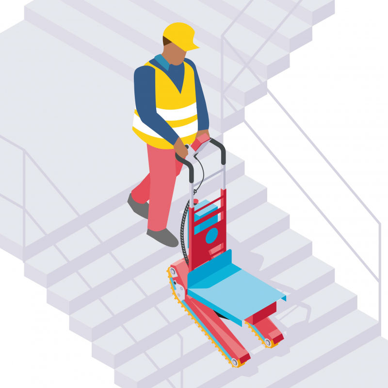 Un chariot électrique pour monter des charges dans les escaliers -  Prévention BTP