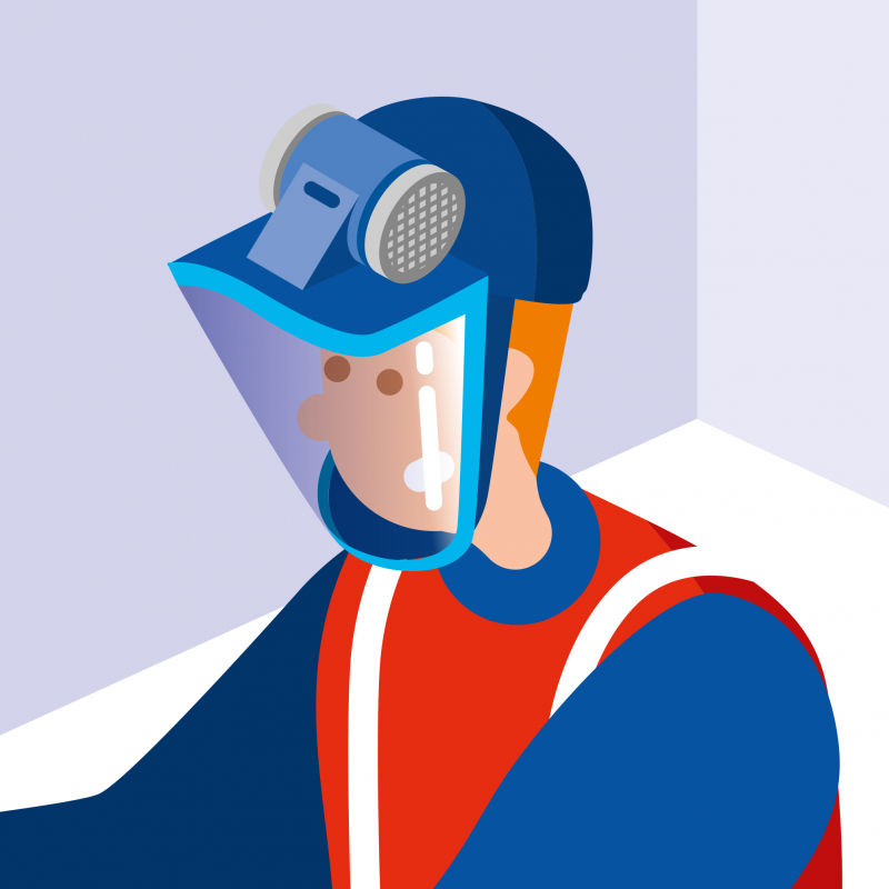 S533 - Protéger les ouvriers avec un masque facial à casquette anti-heurt et ventilation assistée