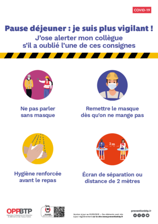 Prevention Btp Covid 19 Pause Dejeuner Je Suis Plus Vigilant J Ose Alerter Mon Collegue S Il A Oublie L Une Des Consignes