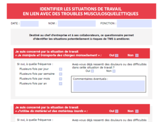 IDENTIFIER LES SITUATIONS DE TRAVAIL EN LIEN AVEC DES TROUBLES MUSCULOSQUELETTIQUES