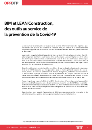 O83-BIM et LEAN Construction, des outils au service de la prévention de la Covid-19