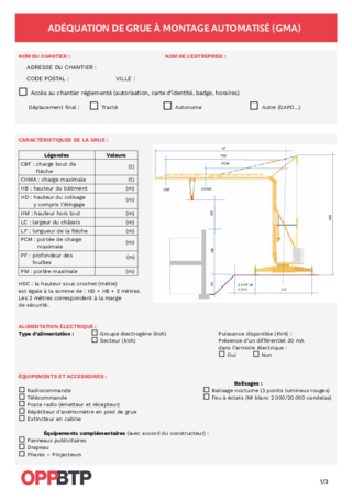 Faire l'examen d'adéquation d'une grue GMA