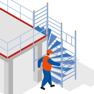 S360 - Un escalier tournant pour accéder en sécurité au poste de travail