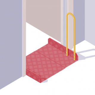Une rampe d'accès amovible pour faciliter le passage des équipements d'aide à la manutention dans un ascenseur en phase chantier