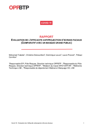 Evaluation de l'efficacité des écrans faciaux-rapport étude LNE
