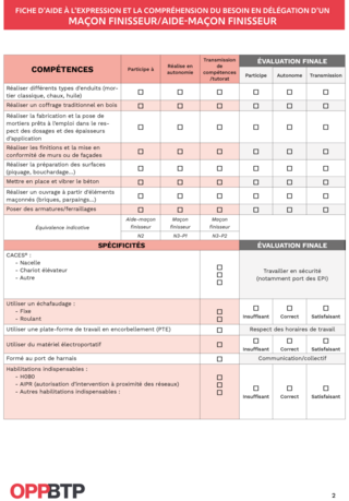 FOP Maçon finisseur/aide-maçon finisseur en intérim : fiche d’aide à l’expression et la compréhension du besoin en délégation