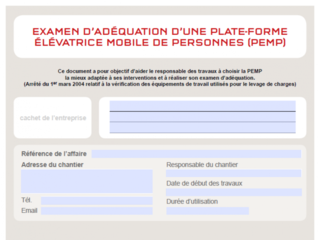 visuel - Examen d'adéquation d'une PEMP : je choisis une PEMP adaptée à mon chantier - modèle à télécharger