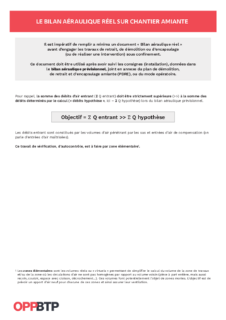 Le bilan aéraulique réel sur chantier amiante