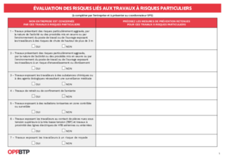 Évaluer les risques liés aux travaux à risques particuliers