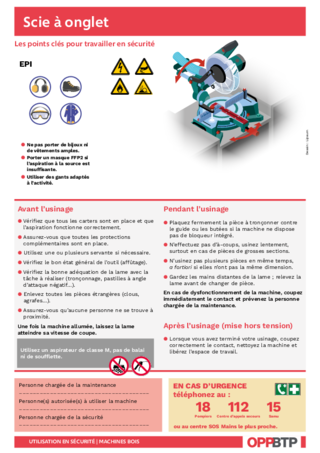 FOP 114	- Scie à onglet : j’identifie les points clés pour l’utiliser en sécurité (pdf)