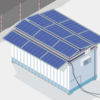 Un cadre de panneaux photovoltaïques sur container pour alimenter les bases vie sur les chantiers de travaux ferroviaires