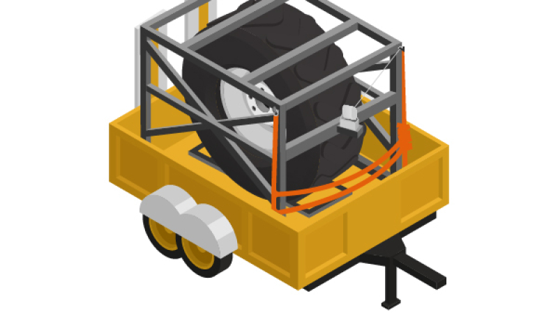 Faciliter le transport de roues d'engins de secours avec une cage sur remorque