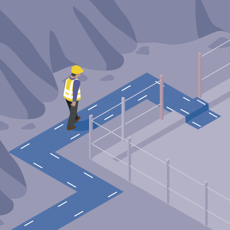 Equiper le chantier avec un tapis de circulation doté de bandes réfléchissantes&nbsp;