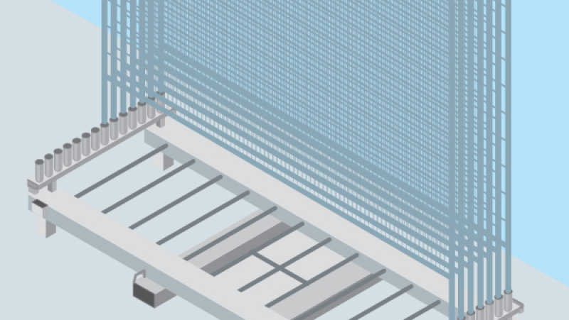 Un rack mobile pour faciliter le transport et le stockage des clôtures de chantier