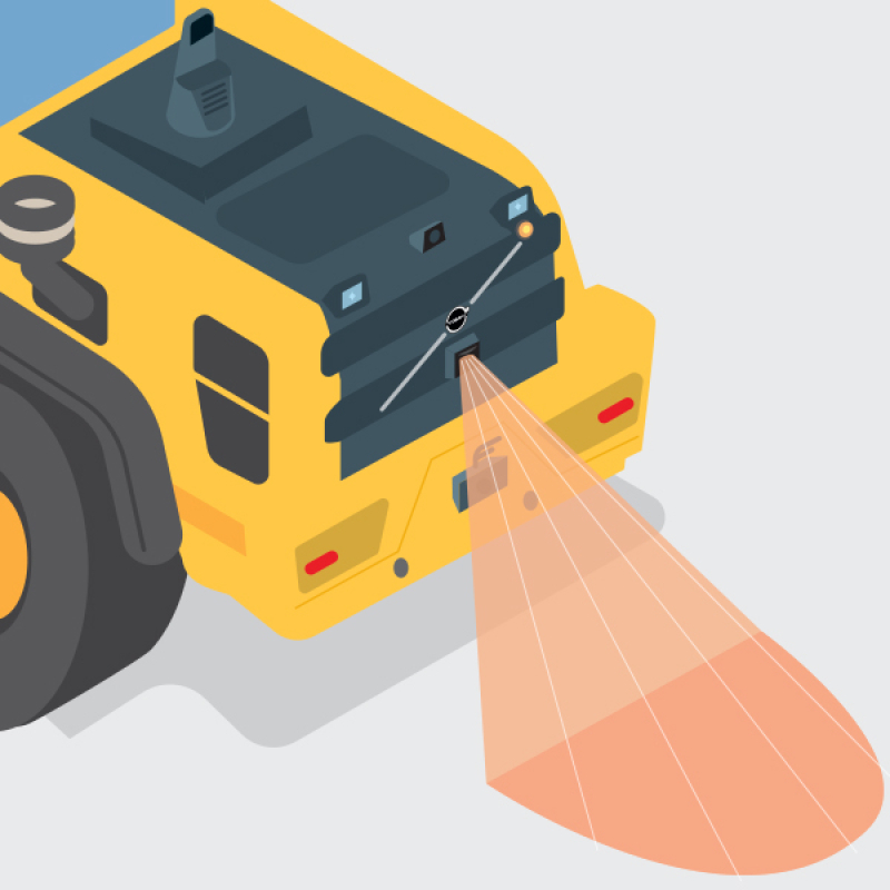 Détecter automatiquement les obstacles lors du recul de la chargeuse sur pneus