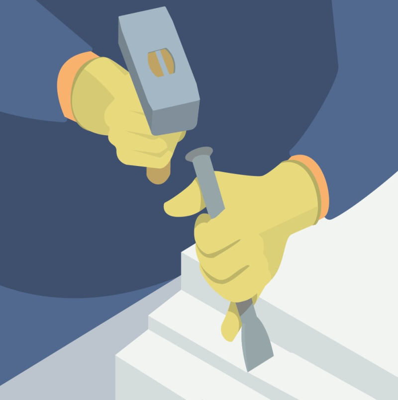 Taille de pierre : prévention des TMS