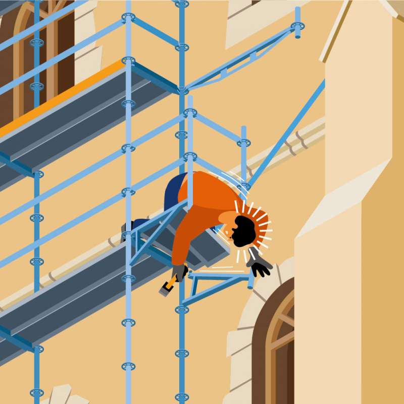 Chute en démontant un échafaudage