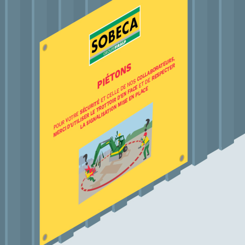 Informer les riverains du risque de heurt avec un engin grâce à un panneau de chantier