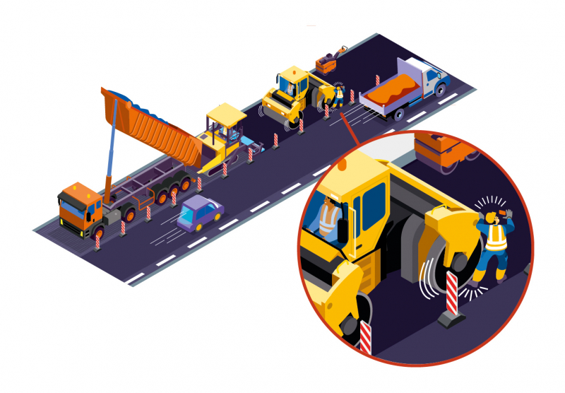 Heurté par un compacteur vibrant