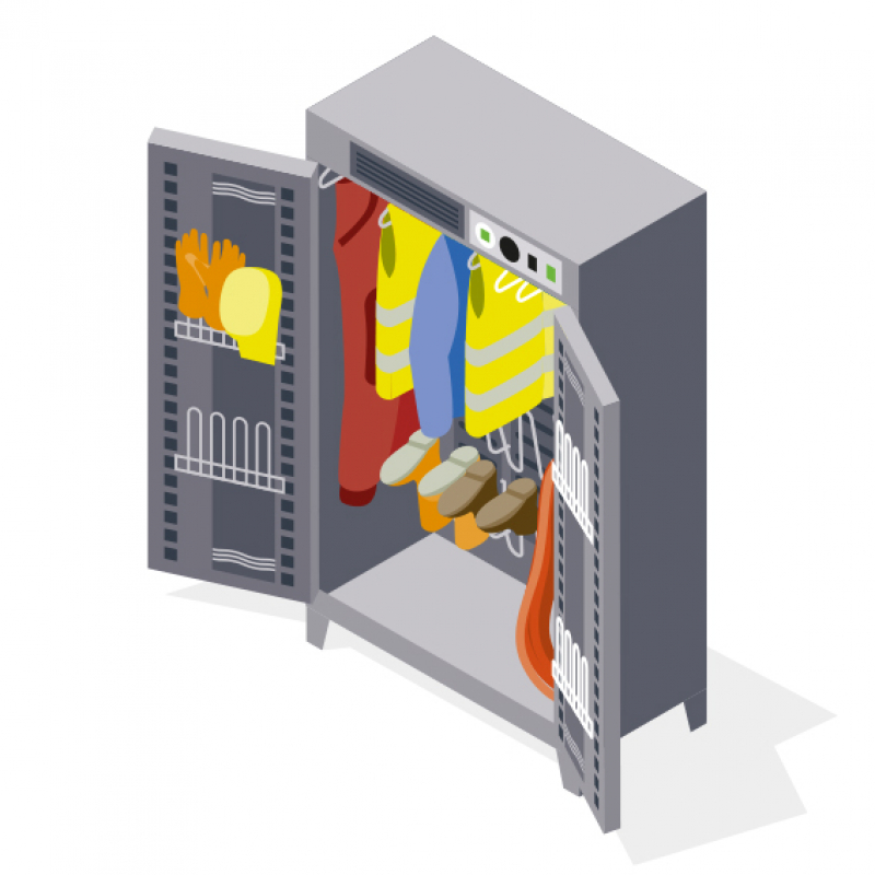 Une armoire séchante et désinfectante pour les vêtements de travail des couvreurs
