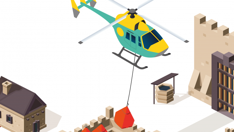 Héliportage de déblais de démolition sur sites contraints