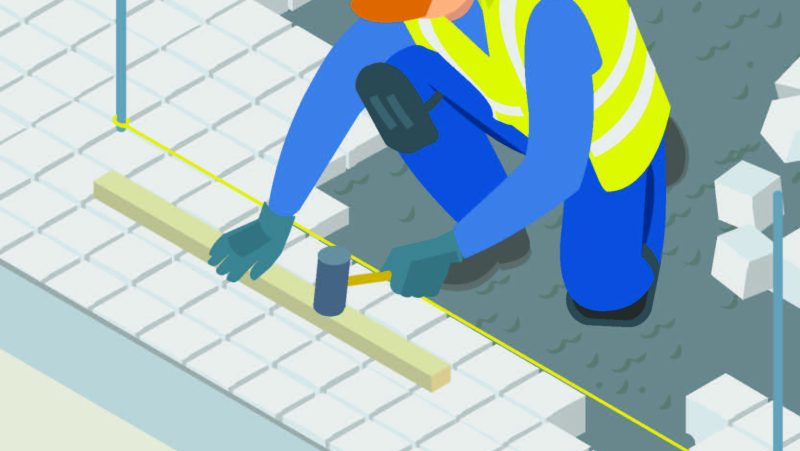 Pose traditionnelle de pavés : prévention des TMS