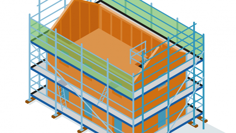 Sécuriser le montage de maisons à ossature bois (MOB) avec un échafaudage de pied périphérique