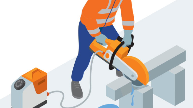 Découper des bordures en béton contenant de la silice cristalline