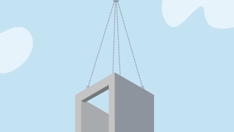 Poser sur le chantier une cage d'escalier préfabriquée en usine