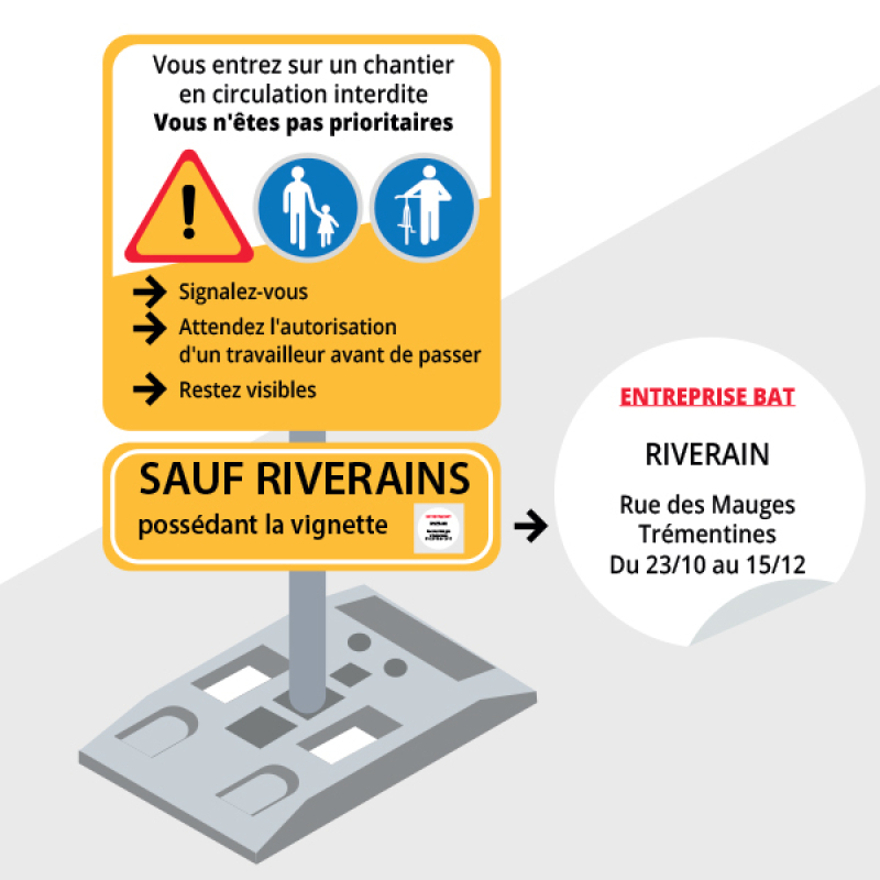 Donner un droit de passage aux riverains du chantier via une vignette collée sur leur véhicule