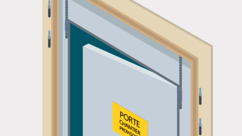 Une porte de chantier provisoire en acier galvanisé pour sécuriser le stockage d'outils et de matériaux