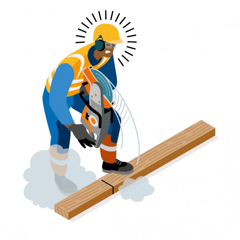 Coupure avec une découpeuse thermique