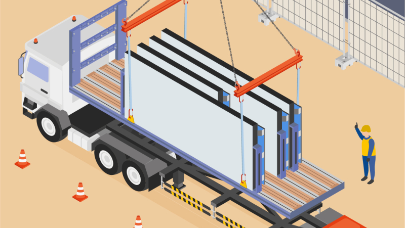 Transporter des murs à ossature bois préfabriqués avec un rack sur mesure