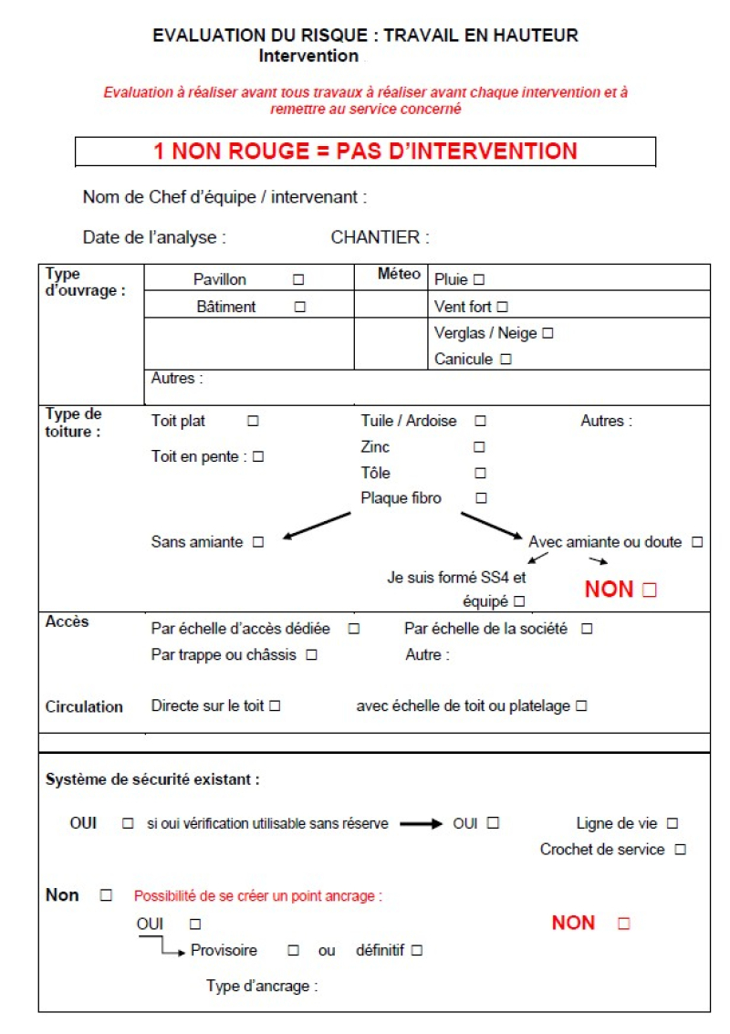 Fiche navette travail en hauteur MOA / intervenant