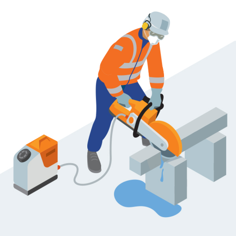 Découper des bordures en béton contenant de la silice cristalline