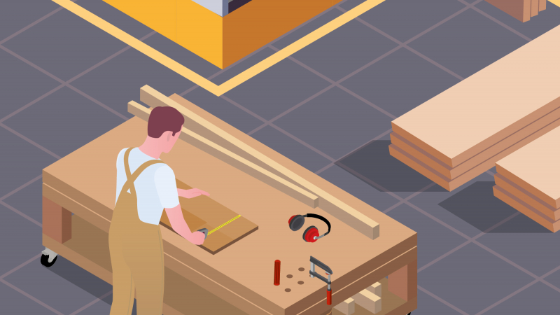 Une table de travail mobile pour menuisier