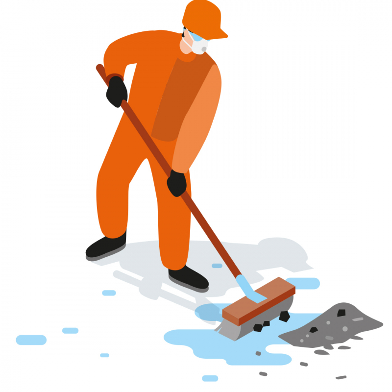 Nettoyer un chantier en présence de poussières de silice cristalline