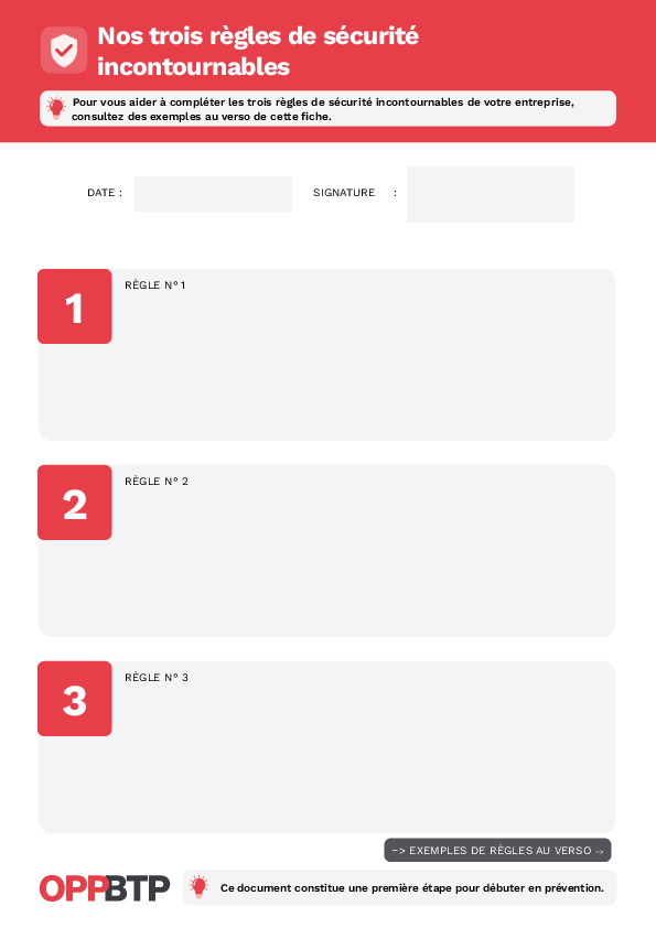 Affiche règles de sécurité incontournables : modèle à personnaliser