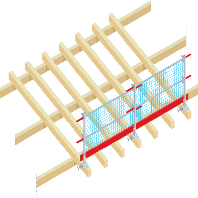 Fixer des garde-corps sur des charpentes bois en versant de toiture