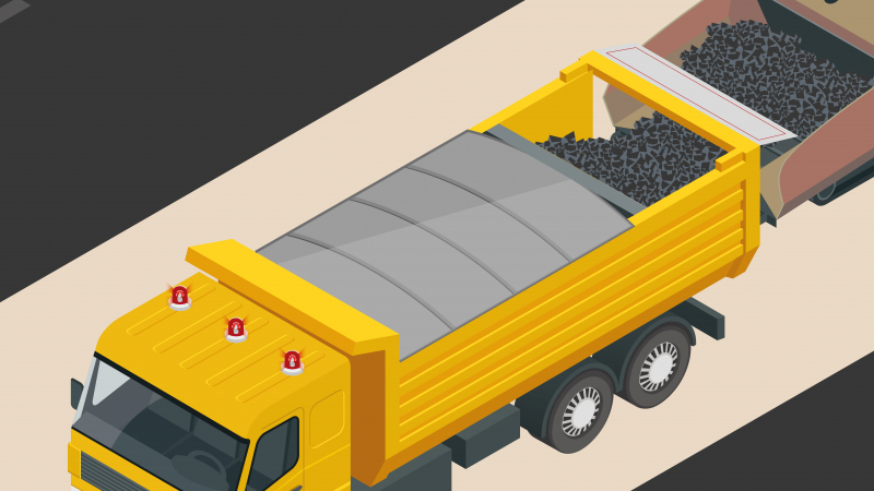 Réalisation de couche de chaussée : s'adapter à tous les terrains avec une benne à éjection horizontale