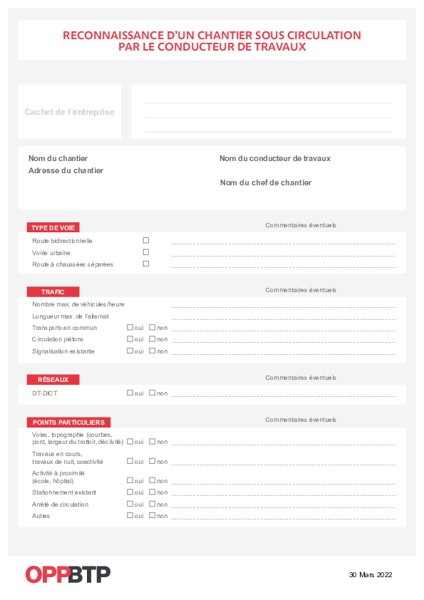 Je repère les points particuliers de mon chantier sous circulation - outil à destination des conducteurs de travaux