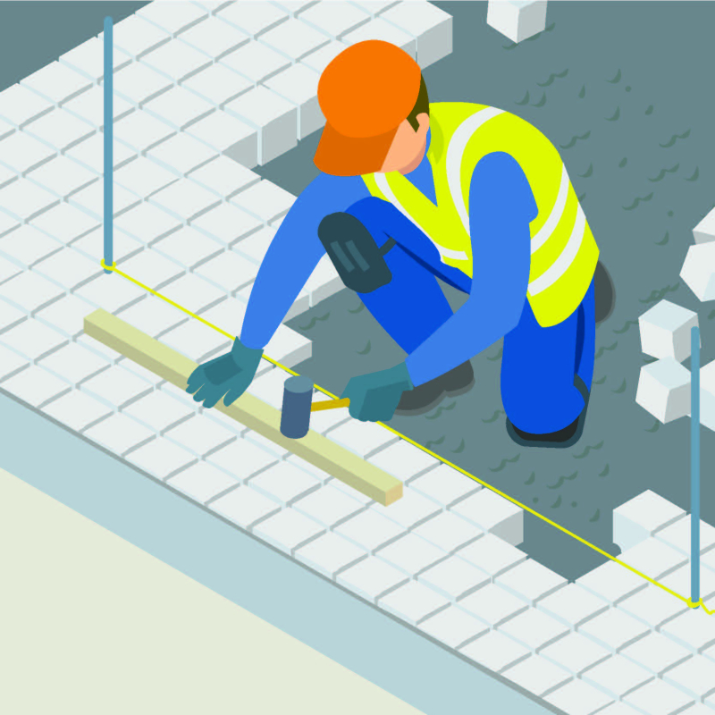 Pose traditionnelle de pavés : prévention des TMS