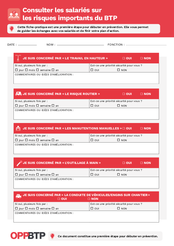 Identifier les risques en entreprise avec vos salariés : modèle de fiche