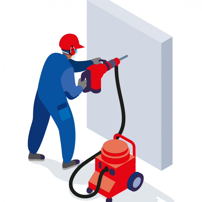 Percer des voiles béton contenant de la silice cristalline