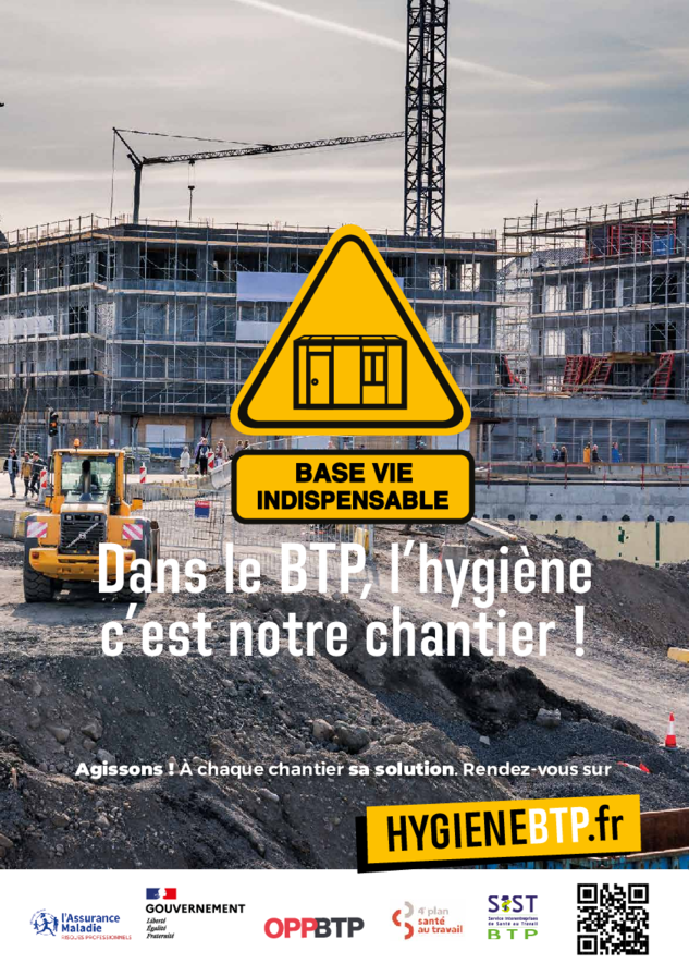 Base vie indispensable dans les travaux publics - Dans le BTP, l'hygiène c'est notre chantier !